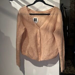 Light pink dainty grandma cardigan - Aritzia sweater nylon mohair alpaca​
